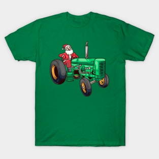 Farmer Santa Claus Farm Farming Tractor Christmas T-Shirt